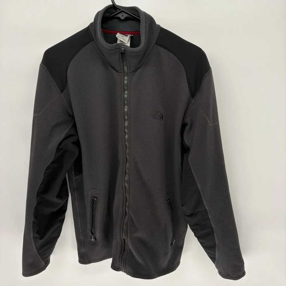 The North Face TKA Stealth Grey Black Full Zip Jacket Textured Active Men Medium